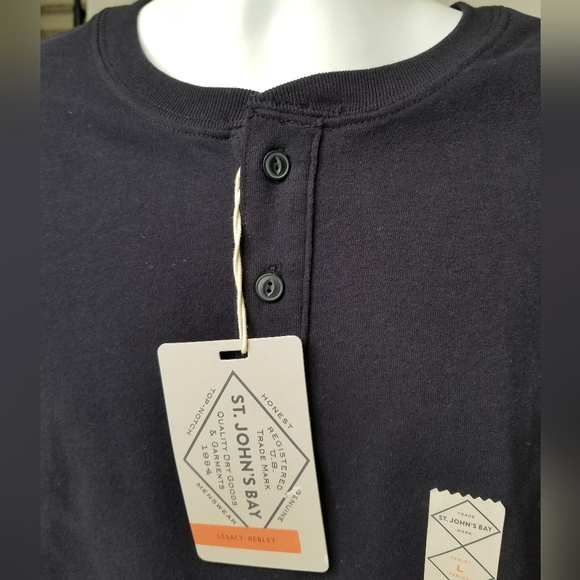 ST. JOHN'S BAY 💥 Mens Neck Long Sleeve Classic Fit Thermal Top, Navy (Size: Lar - Picture 5 of 11